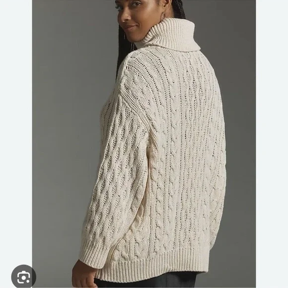 NWT! Anthropologie PILCRO OVERSIZED ROLL-NECK CABLE JUMPER SWEATER - Small 🪞 - Picture 4 of 6